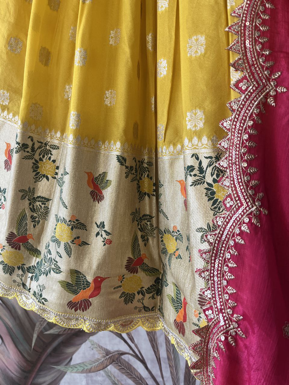 Royal Bird Weave Lehenga with soft crepe fabric