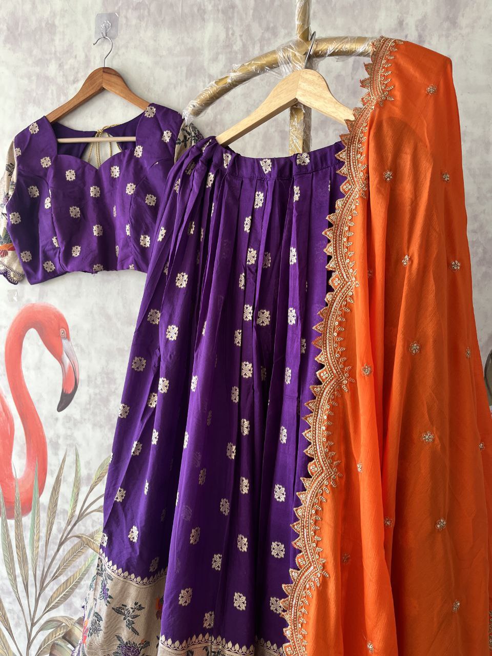 Royal Bird Weave Lehenga with soft crepe fabric