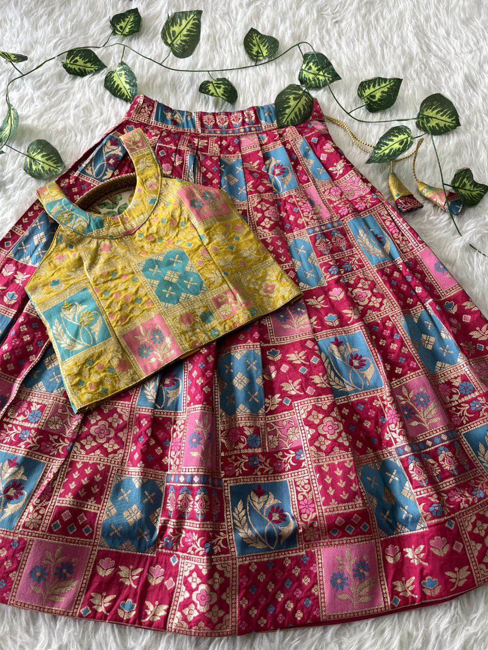 Color Symphony Banaarasi Kids Lehenga