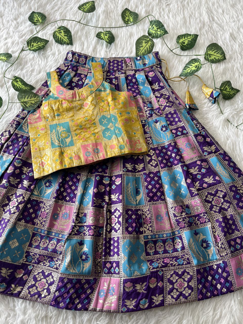 Color Symphony Banaarasi Kids Lehenga