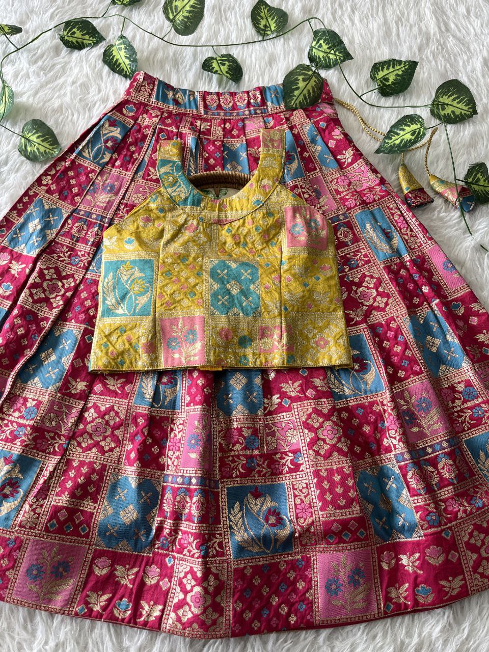 Color Symphony Banaarasi Kids Lehenga