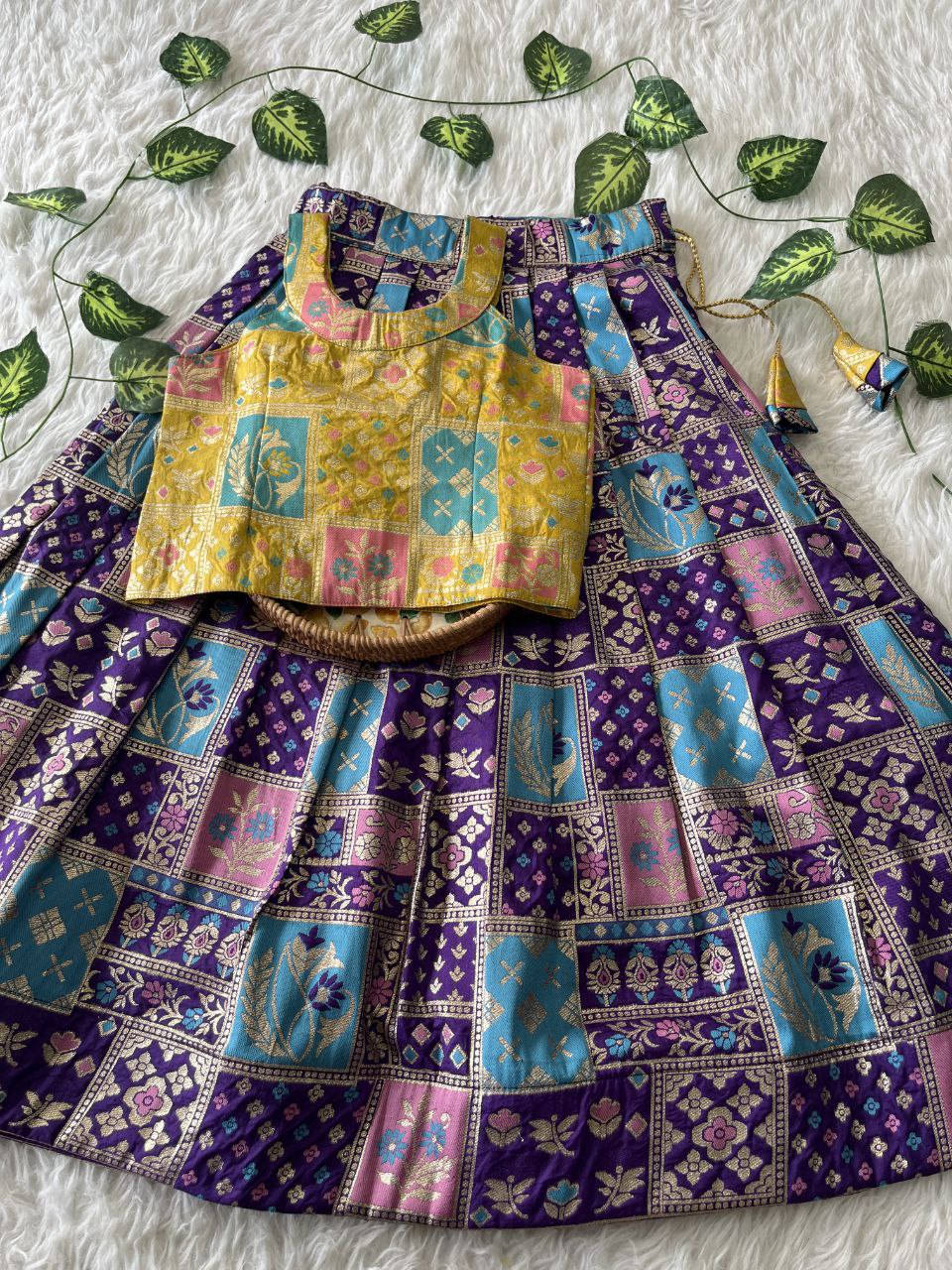 Color Symphony Banaarasi Kids Lehenga