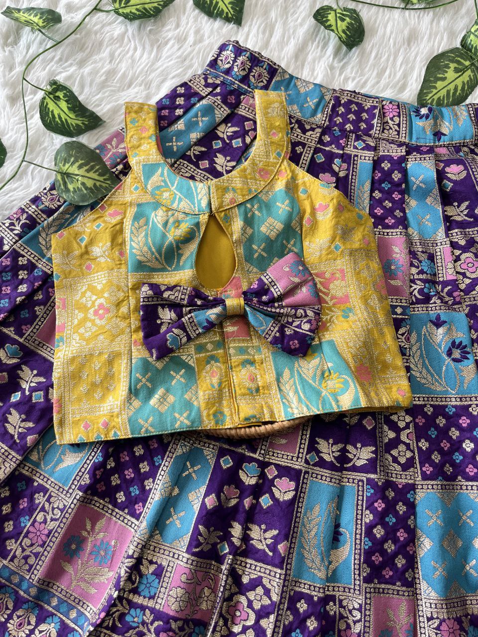 Color Symphony Banaarasi Kids Lehenga