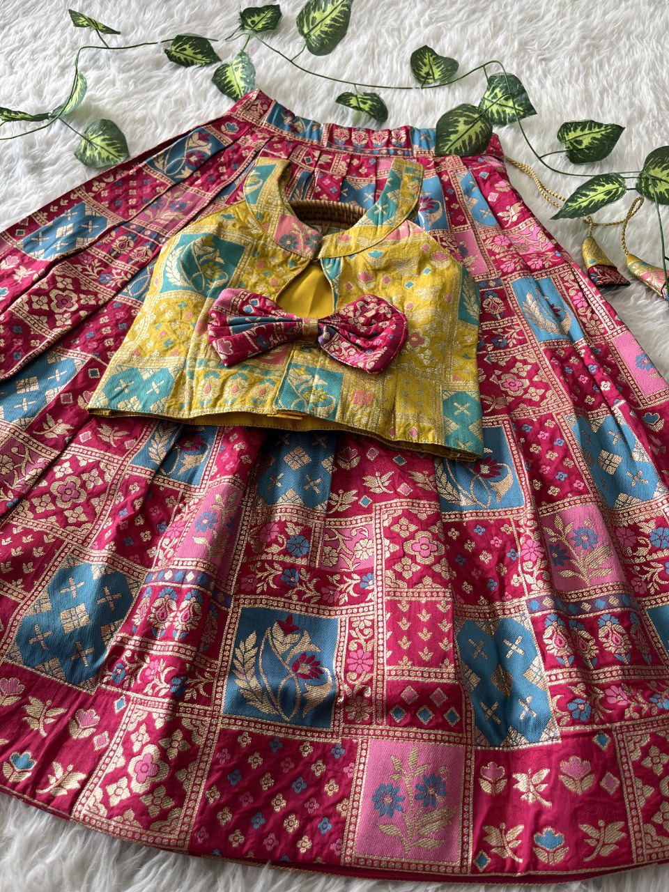 Color Symphony Banaarasi Kids Lehenga