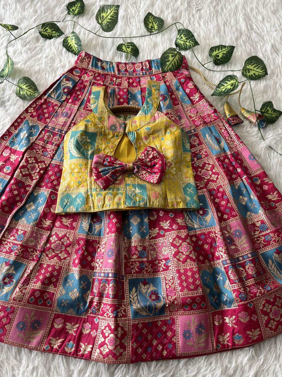Color Symphony Banaarasi Kids Lehenga