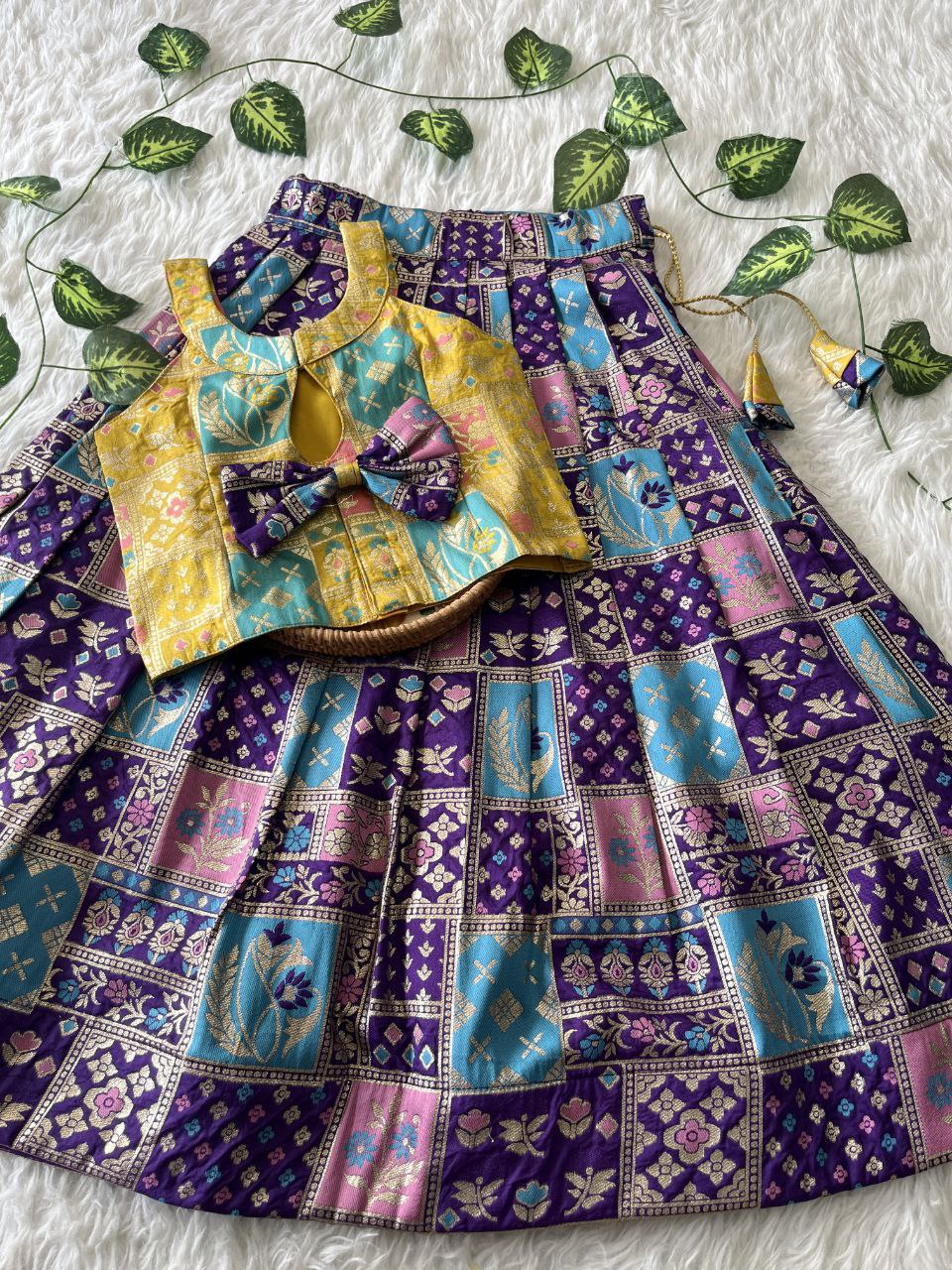 Color Symphony Banaarasi Kids Lehenga
