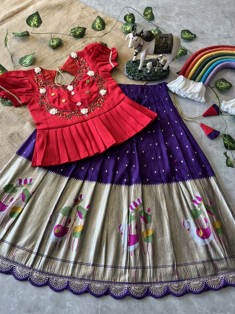 🦩 Flamingo Festive Charm – Kids Designer Lehenga Set 🦩