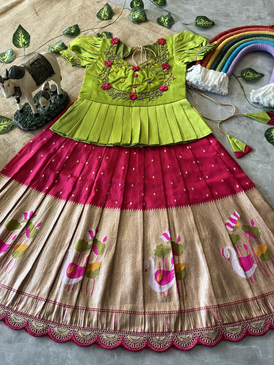 🦩 Flamingo Festive Charm – Kids Designer Lehenga Set 🦩