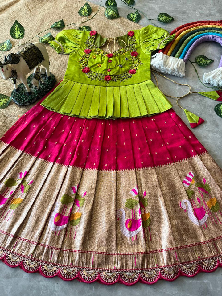 🦩 Flamingo Festive Charm – Kids Designer Lehenga Set 🦩