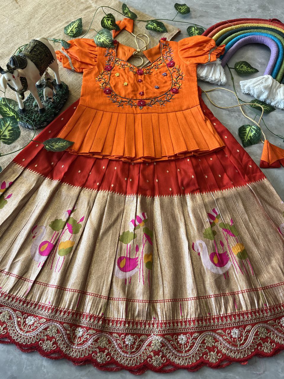 🦩 Flamingo Festive Charm – Kids Designer Lehenga Set 🦩