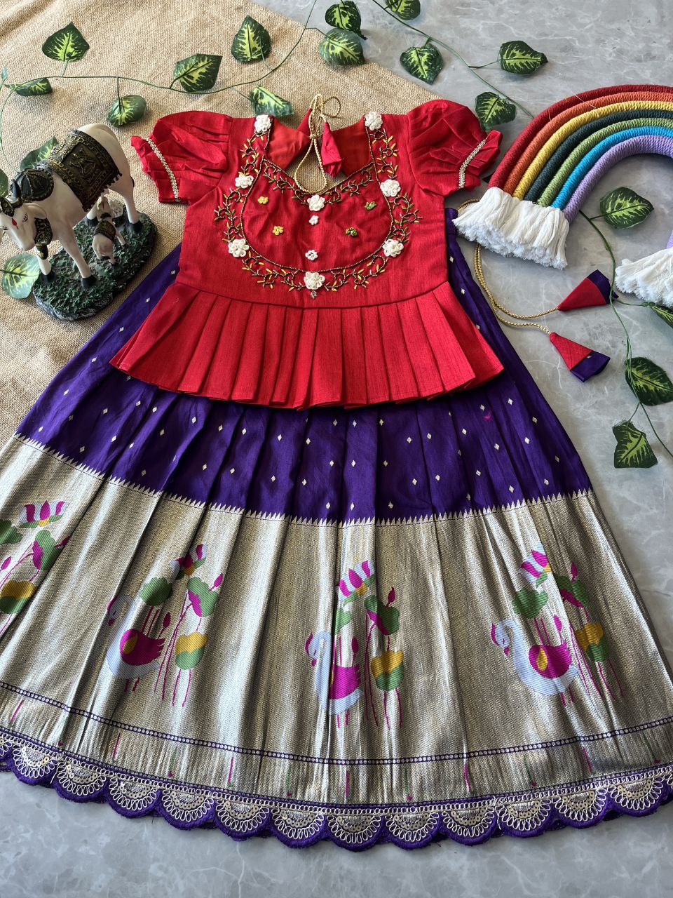 🦩 Flamingo Festive Charm – Kids Designer Lehenga Set 🦩