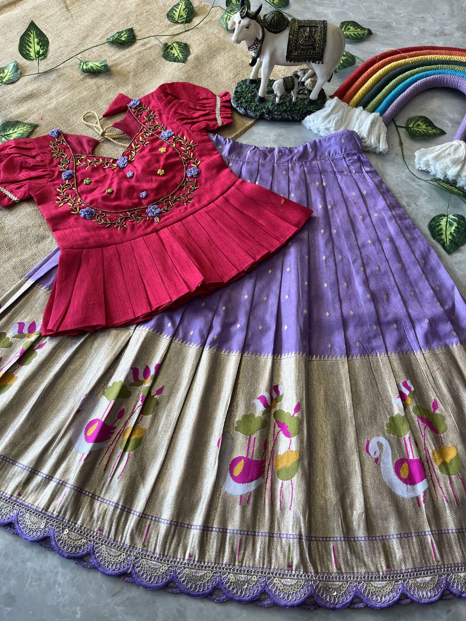 🦩 Flamingo Festive Charm – Kids Designer Lehenga Set 🦩