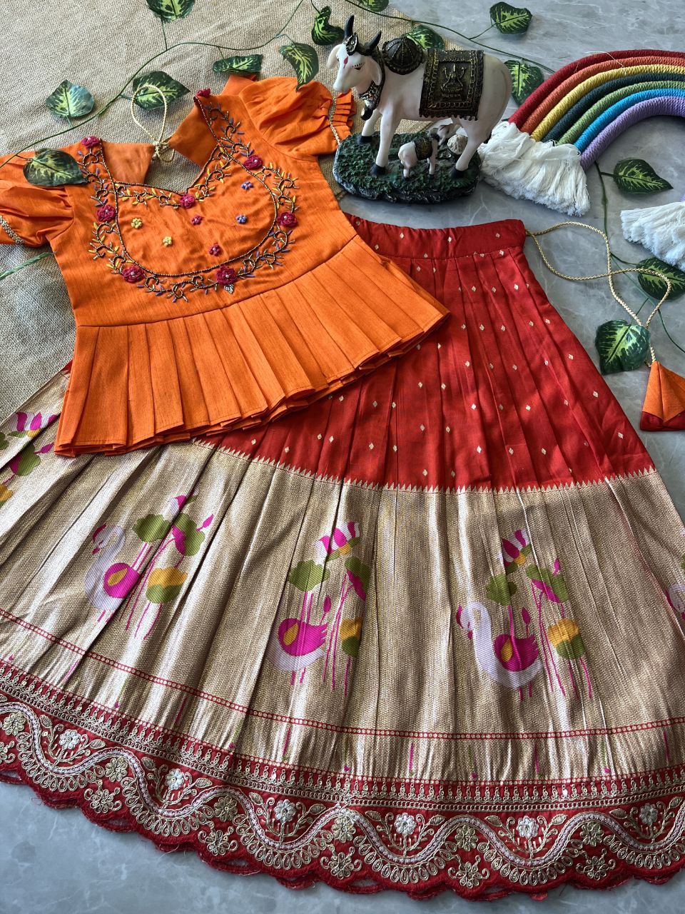 🦩 Flamingo Festive Charm – Kids Designer Lehenga Set 🦩