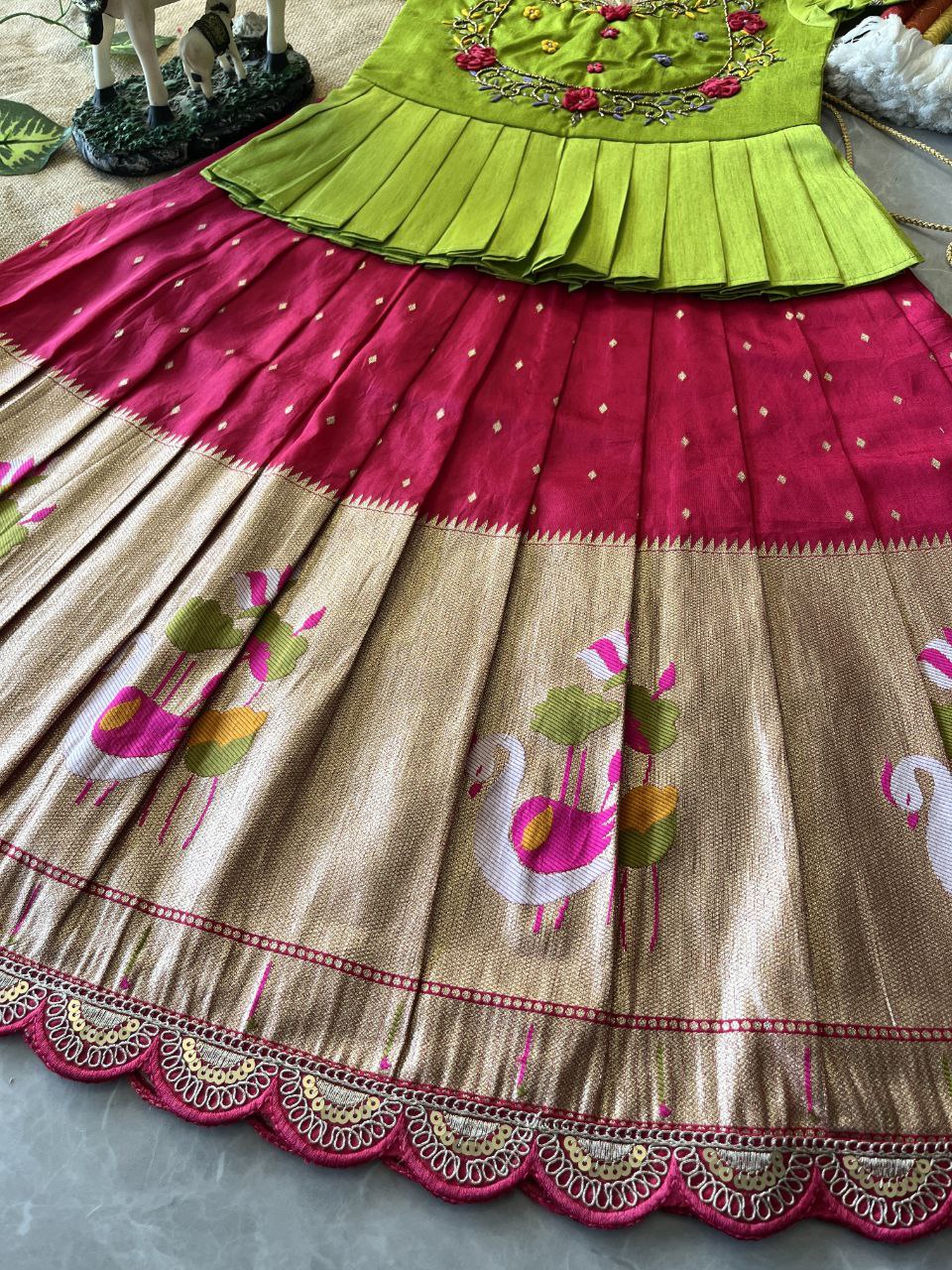 🦩 Flamingo Festive Charm – Kids Designer Lehenga Set 🦩