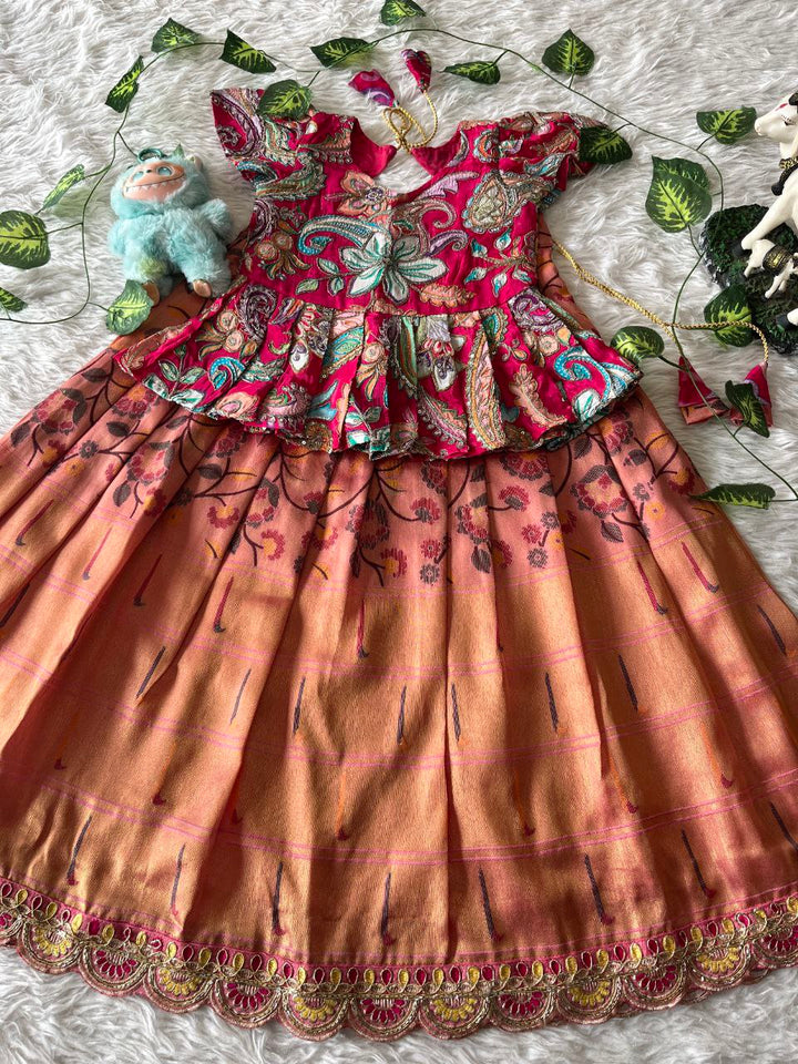 👑 Royal Heritage Bloom – Kids Designer Lehenga Set 👑