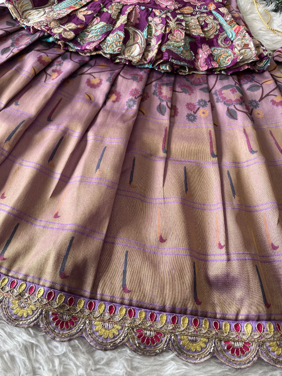 👑 Royal Heritage Bloom – Kids Designer Lehenga Set 👑