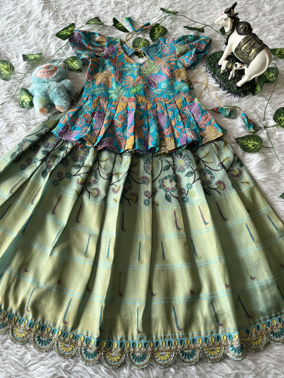 👑 Royal Heritage Bloom – Kids Designer Lehenga Set 👑
