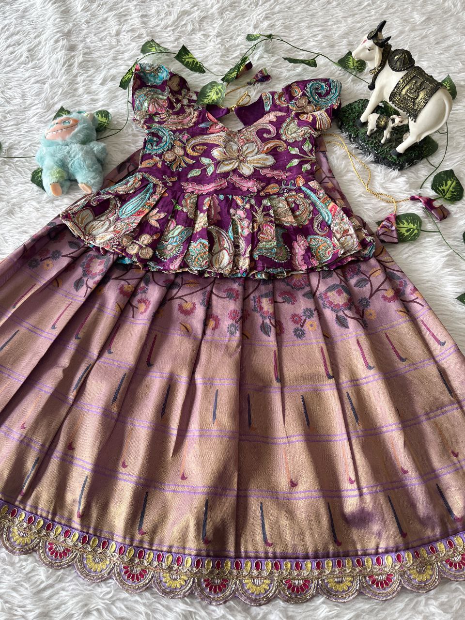 👑 Royal Heritage Bloom – Kids Designer Lehenga Set 👑