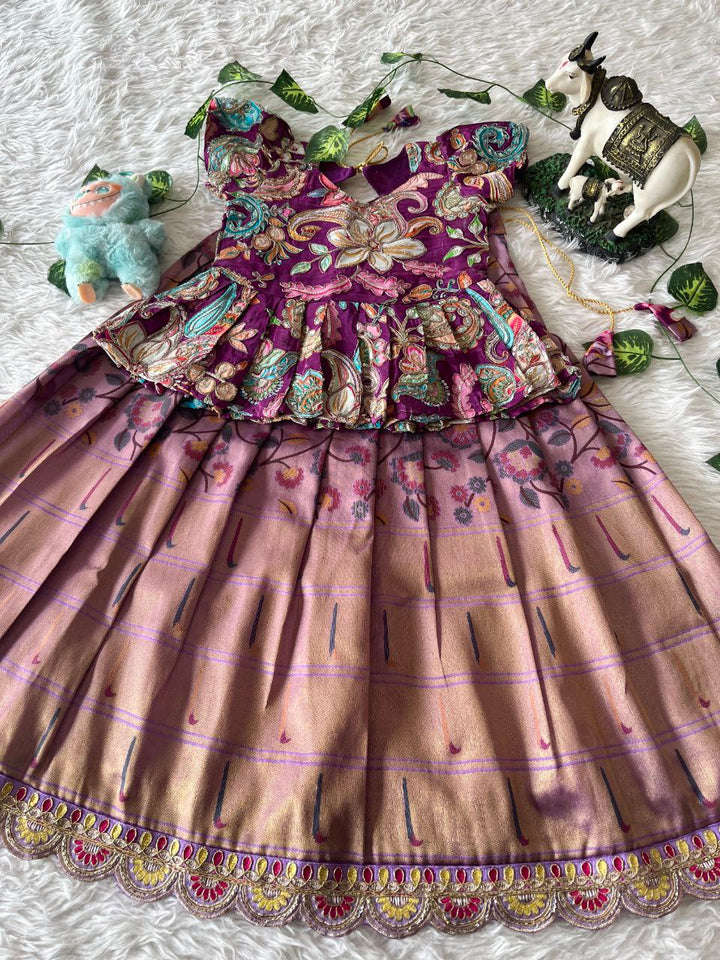 👑 Royal Heritage Bloom – Kids Designer Lehenga Set 👑