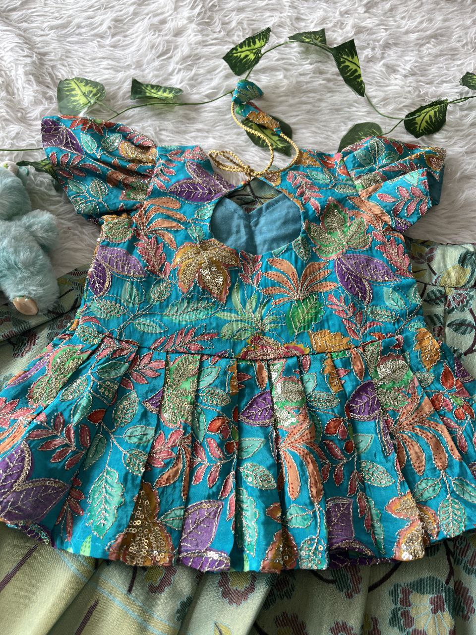 👑 Royal Heritage Bloom – Kids Designer Lehenga Set 👑