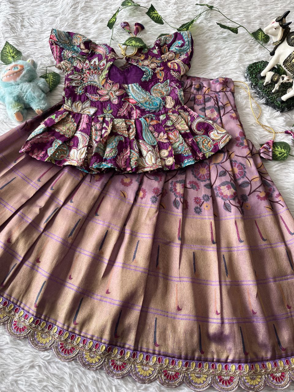 👑 Royal Heritage Bloom – Kids Designer Lehenga Set 👑