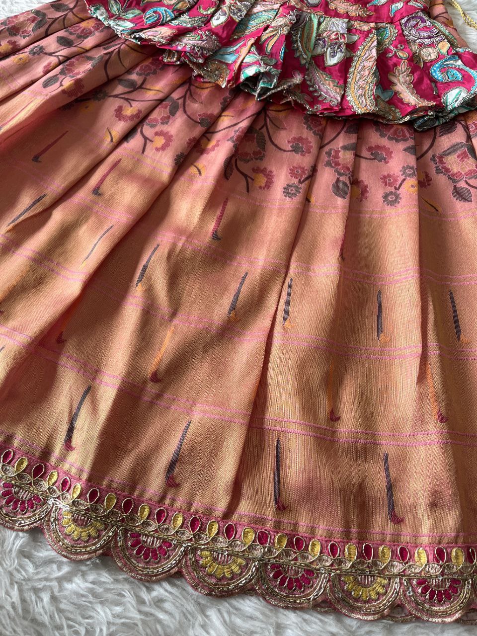 👑 Royal Heritage Bloom – Kids Designer Lehenga Set 👑