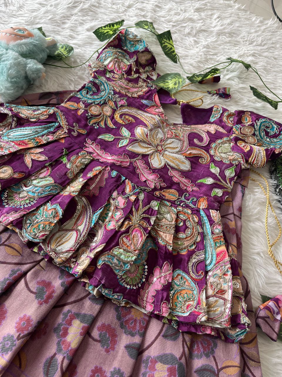 👑 Royal Heritage Bloom – Kids Designer Lehenga Set 👑