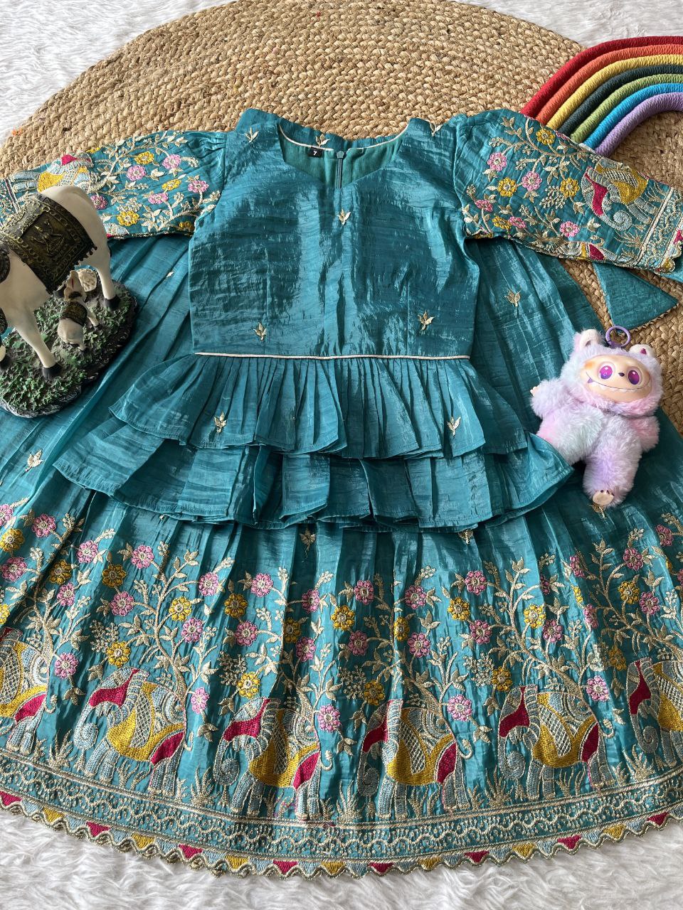 💎 Golden Elephant Royale – Kids Designer Lehenga Set 💎