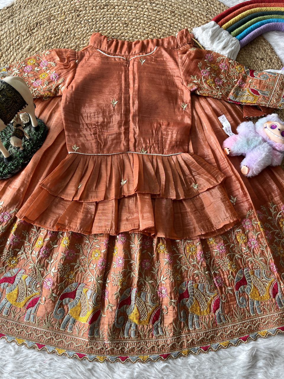 💎 Golden Elephant Royale – Kids Designer Lehenga Set 💎