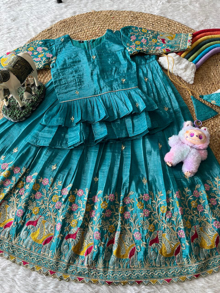 💎 Golden Elephant Royale – Kids Designer Lehenga Set 💎