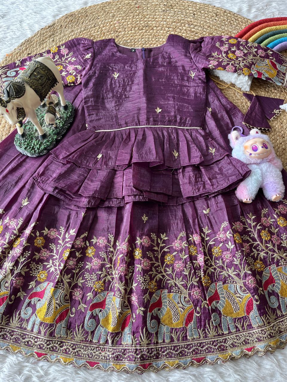 💎 Golden Elephant Royale – Kids Designer Lehenga Set 💎