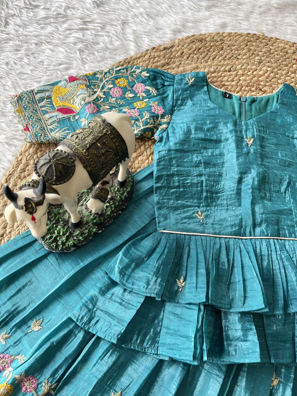💎 Golden Elephant Royale – Kids Designer Lehenga Set 💎