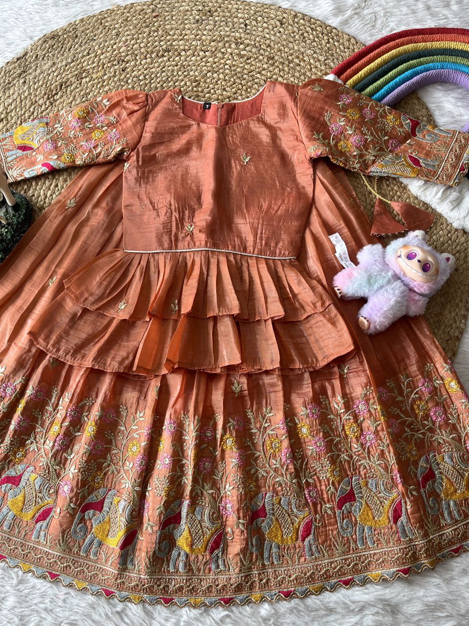 💎 Golden Elephant Royale – Kids Designer Lehenga Set 💎