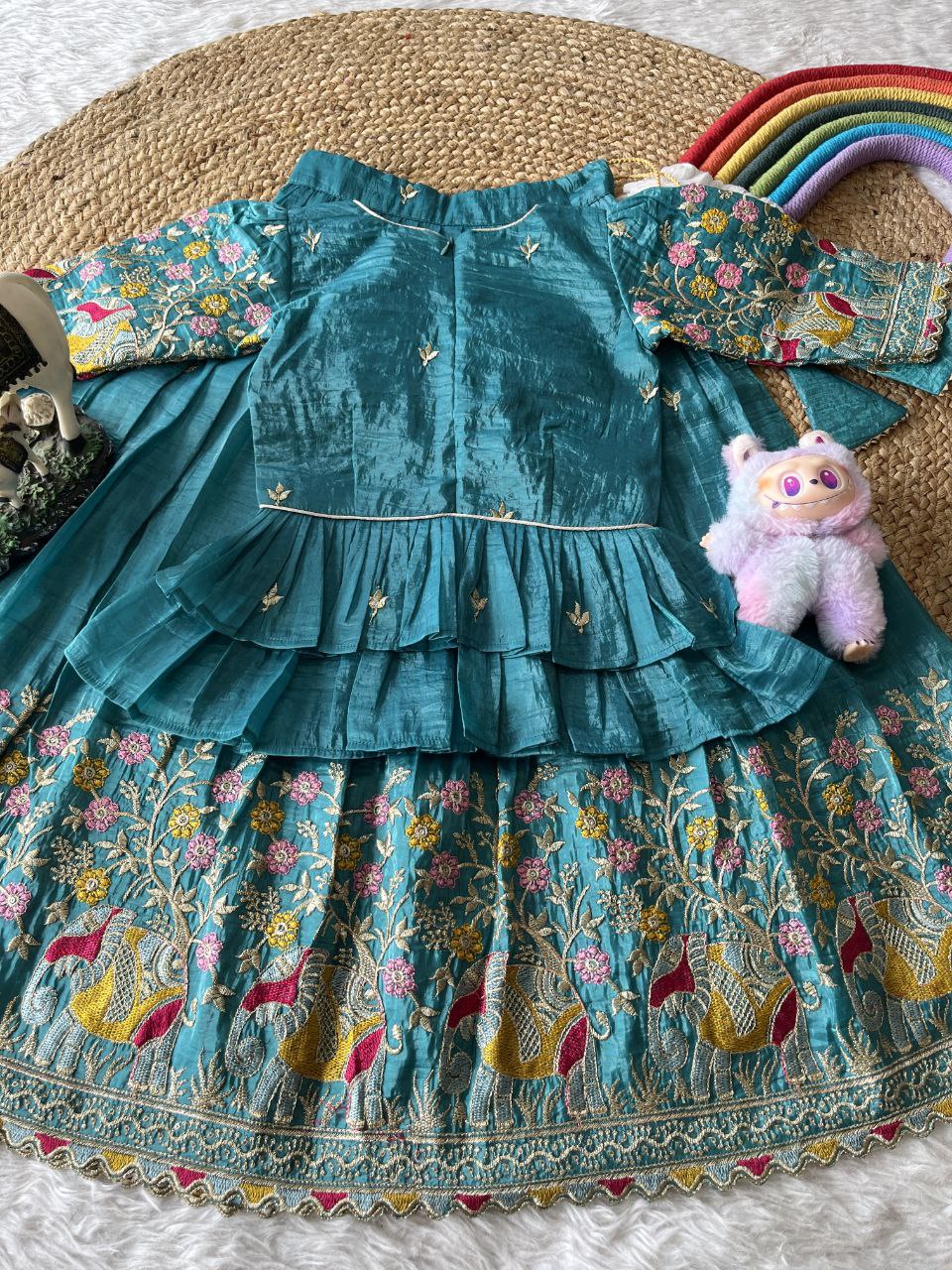 💎 Golden Elephant Royale – Kids Designer Lehenga Set 💎