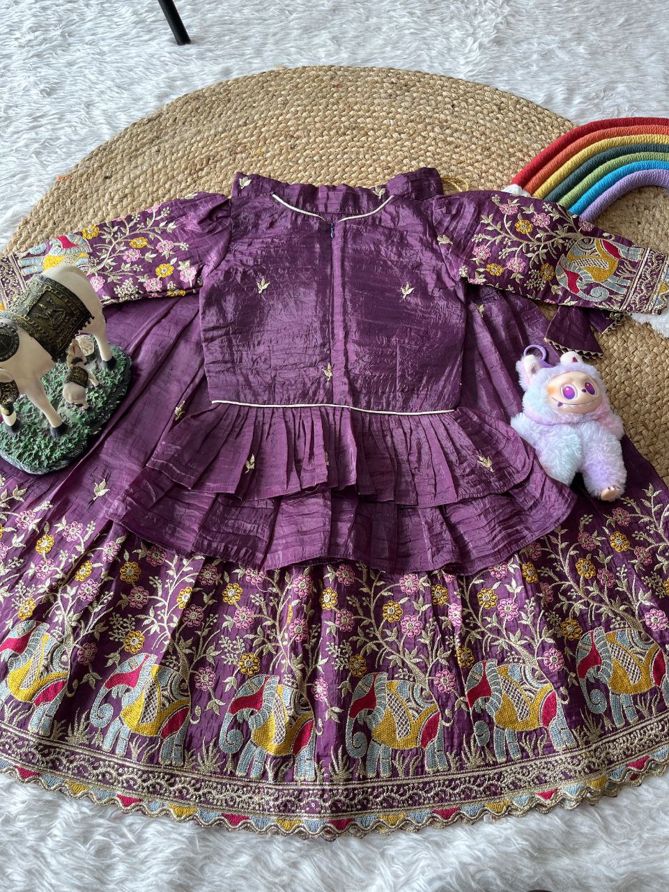 💎 Golden Elephant Royale – Kids Designer Lehenga Set 💎