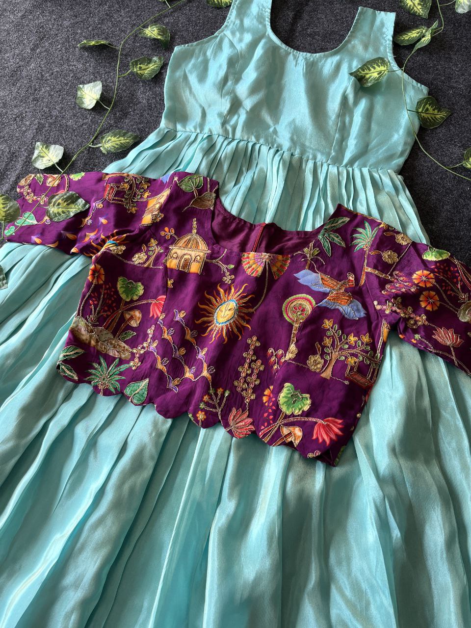 🌸 Royal Aura Grace – Designer Gown with Coat Set 🌸