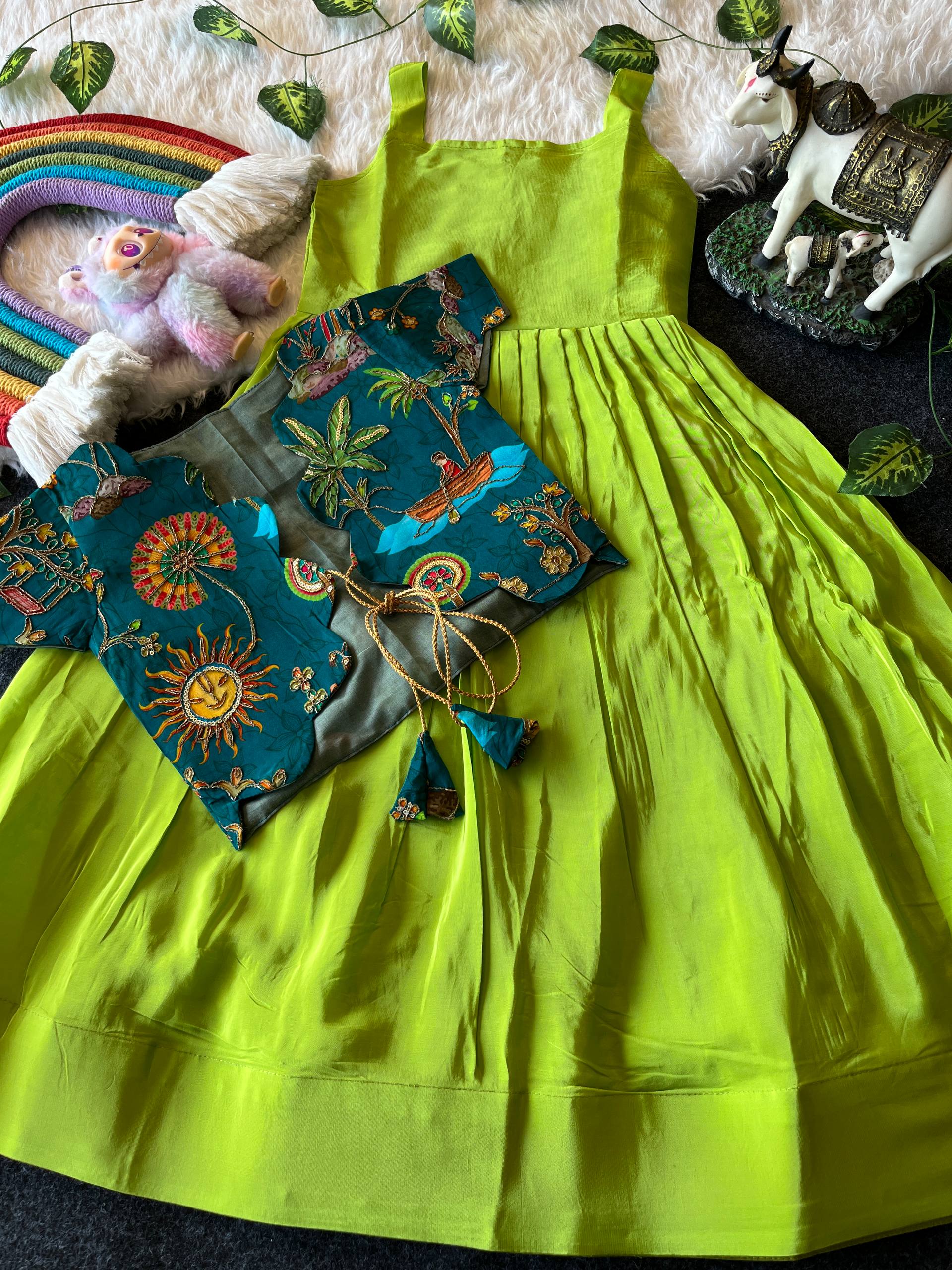 ✨ Royal Bloom Charm – Kids Gown with Designer Coat ✨