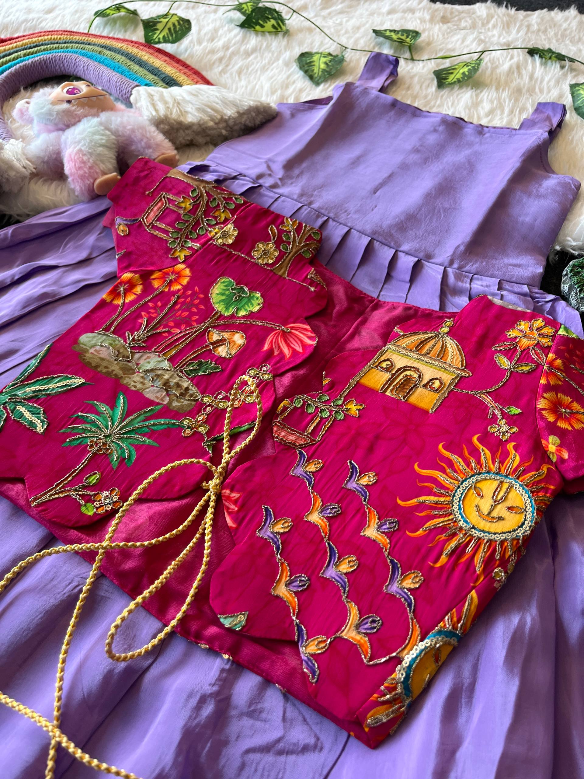 ✨ Royal Bloom Charm – Kids Gown with Designer Coat ✨