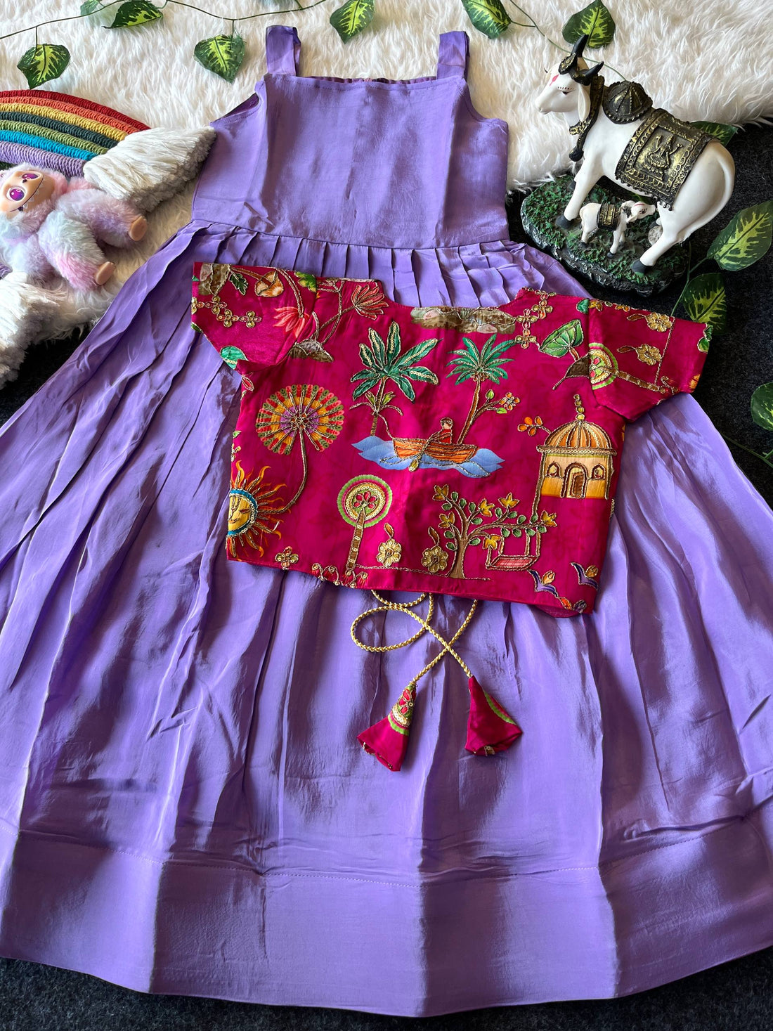 ✨ Royal Bloom Charm – Kids Gown with Designer Coat ✨