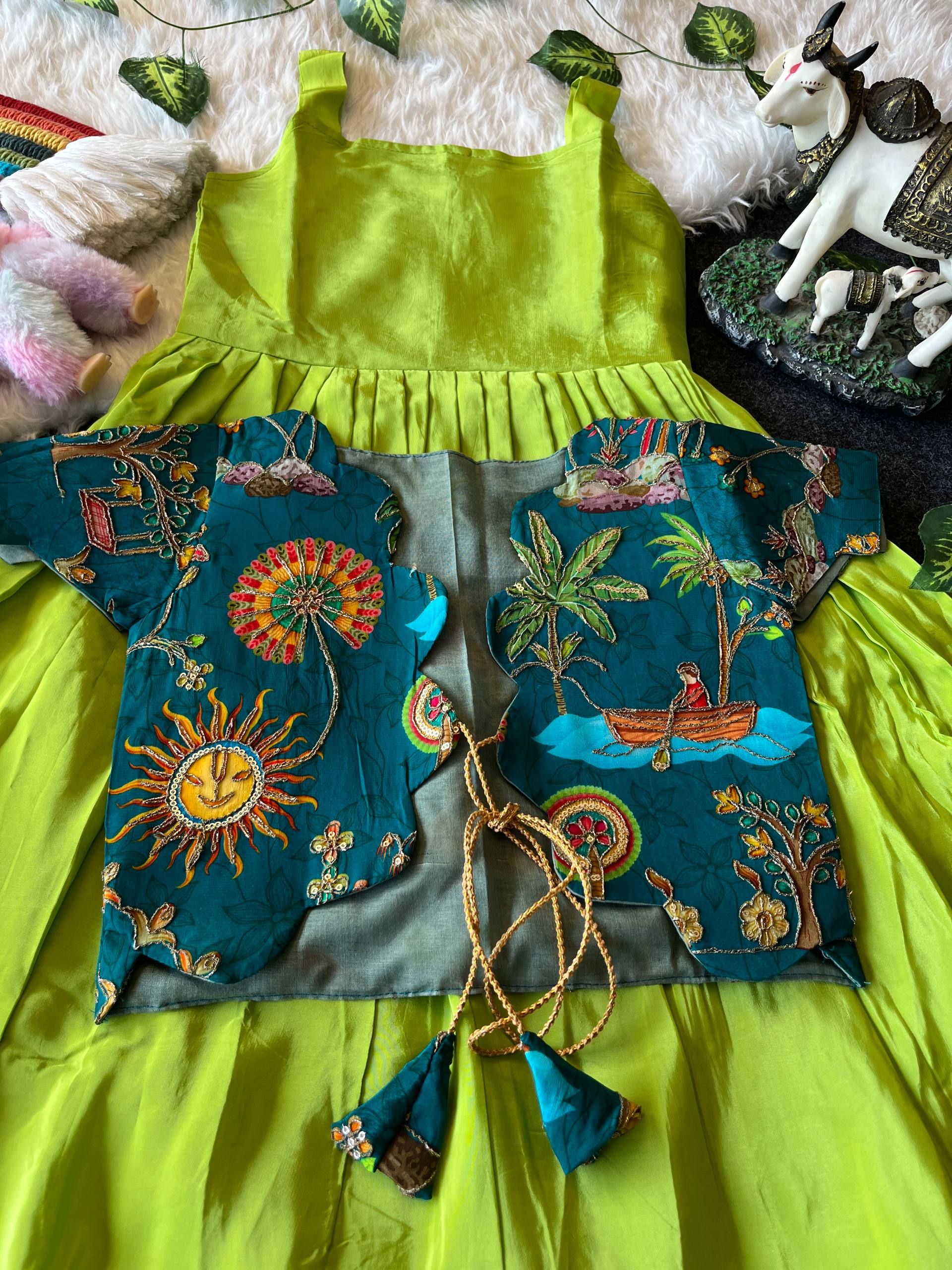 ✨ Royal Bloom Charm – Kids Gown with Designer Coat ✨