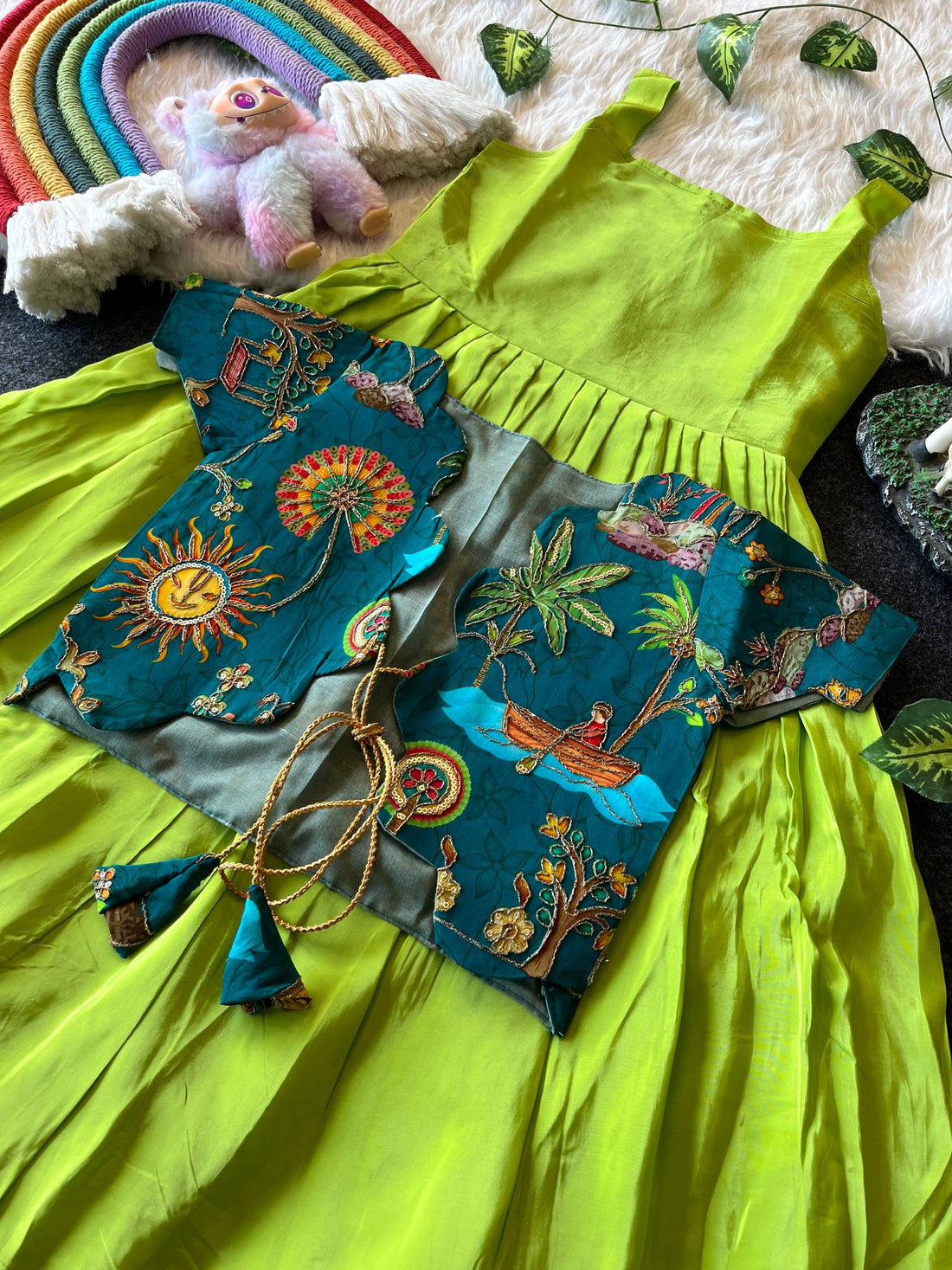 ✨ Royal Bloom Charm – Kids Gown with Designer Coat ✨
