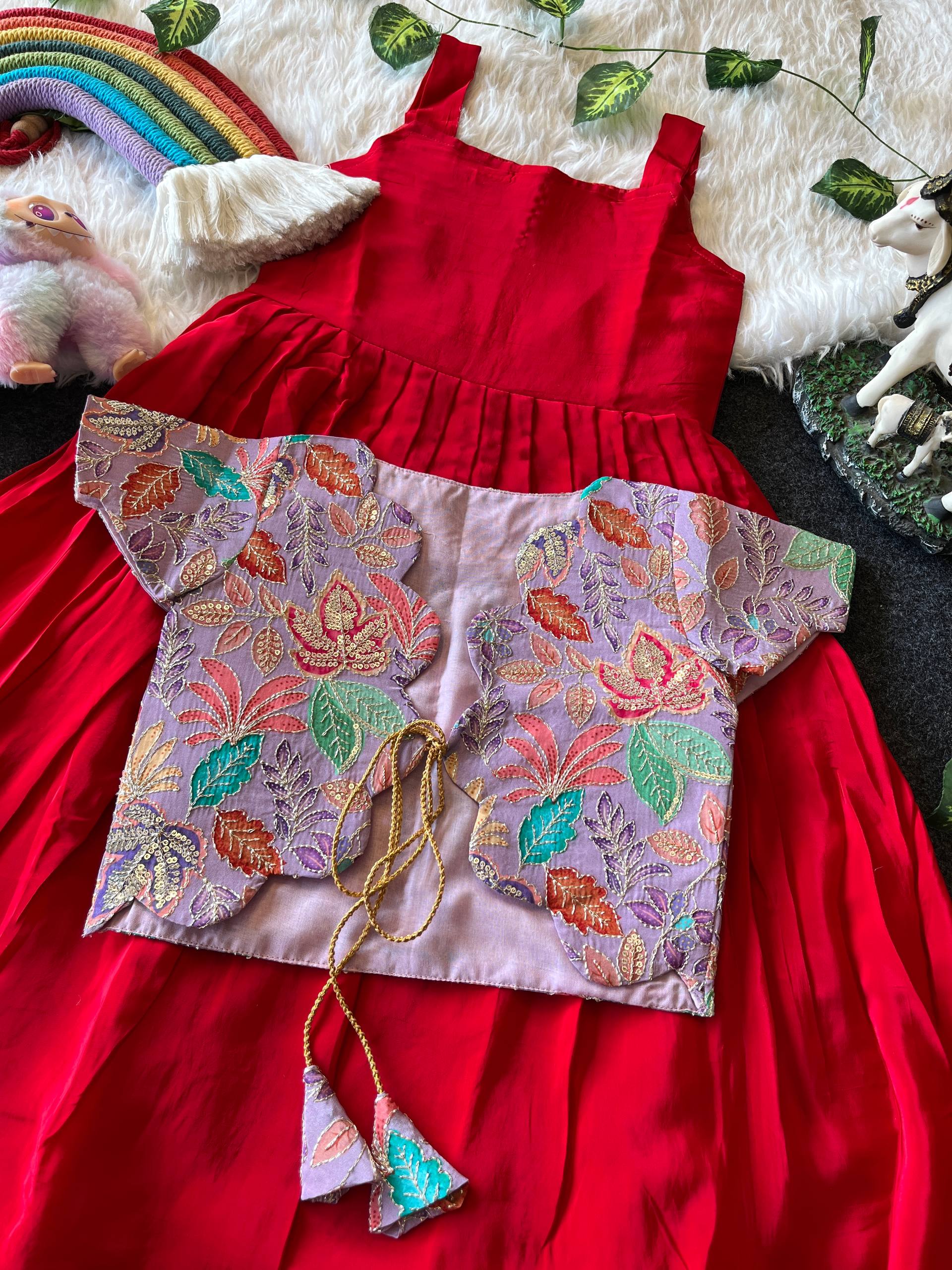 ✨ Royal Bloom Charm – Kids Gown with Designer Coat ✨