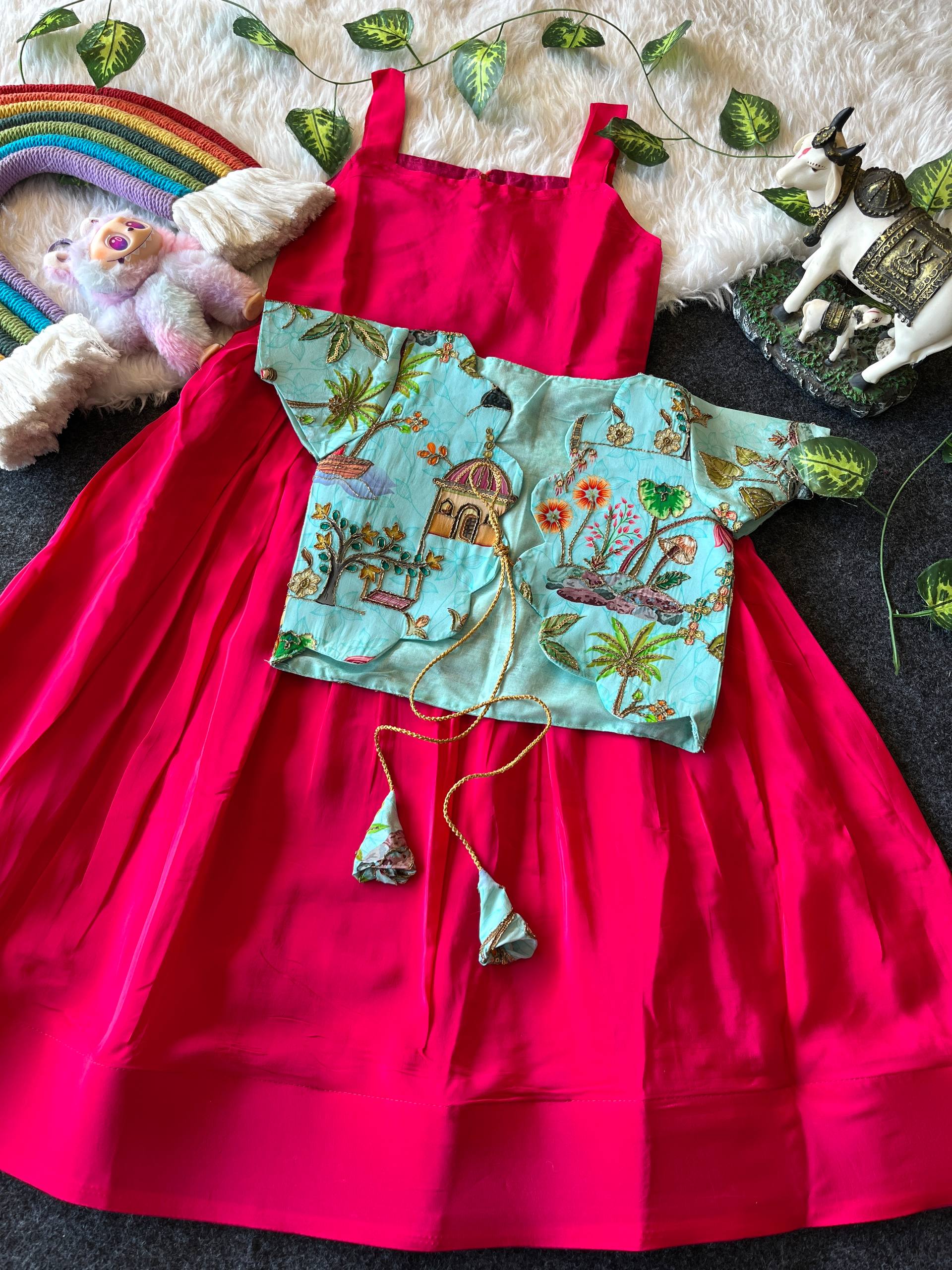 ✨ Royal Bloom Charm – Kids Gown with Designer Coat ✨
