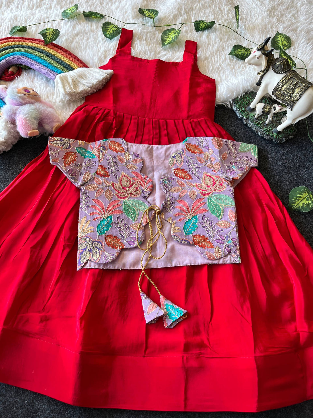 ✨ Royal Bloom Charm – Kids Gown with Designer Coat ✨
