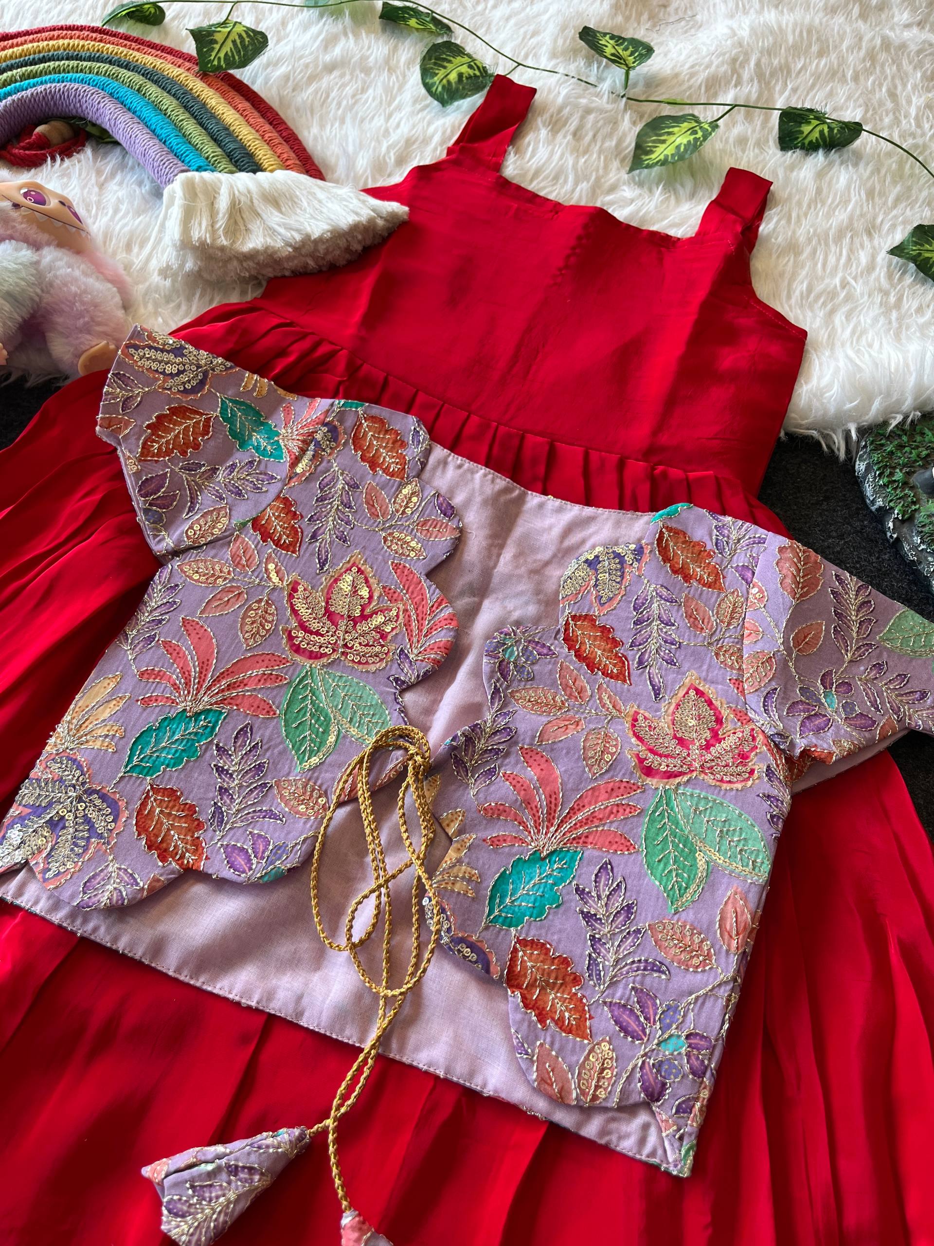 ✨ Royal Bloom Charm – Kids Gown with Designer Coat ✨