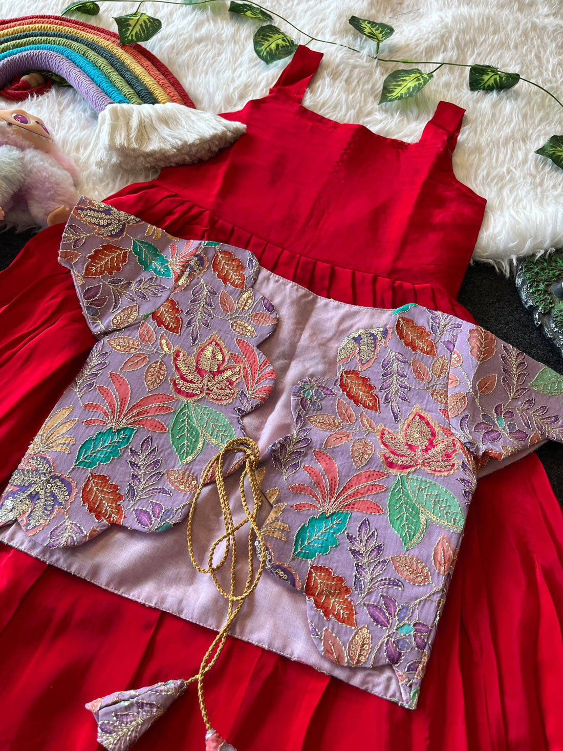 ✨ Royal Bloom Charm – Kids Gown with Designer Coat ✨