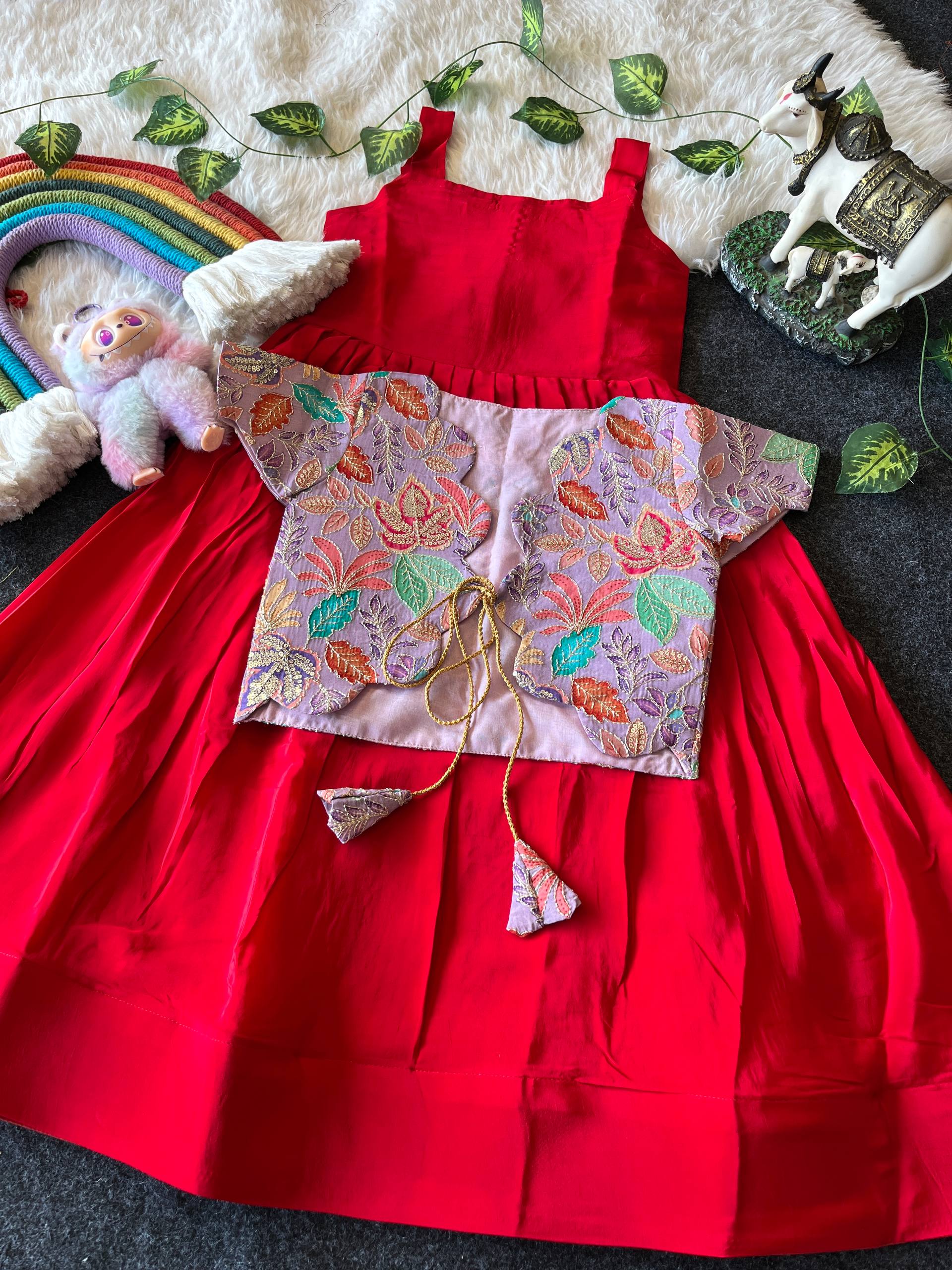 ✨ Royal Bloom Charm – Kids Gown with Designer Coat ✨