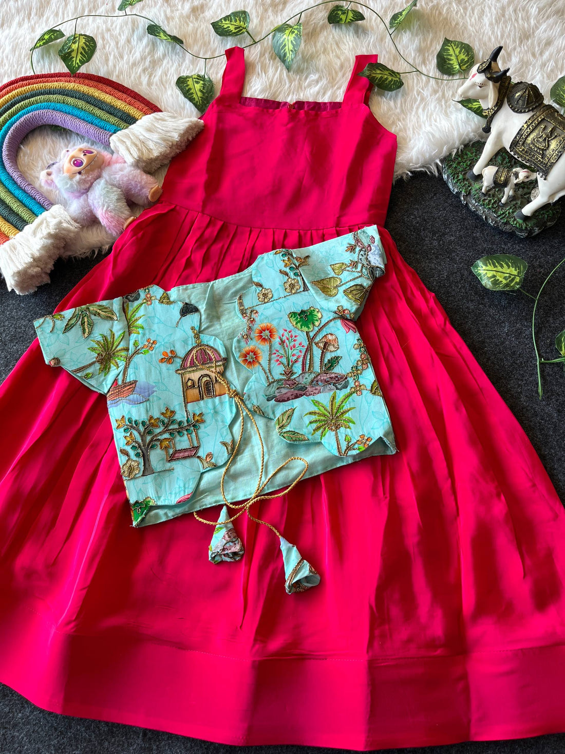✨ Royal Bloom Charm – Kids Gown with Designer Coat ✨