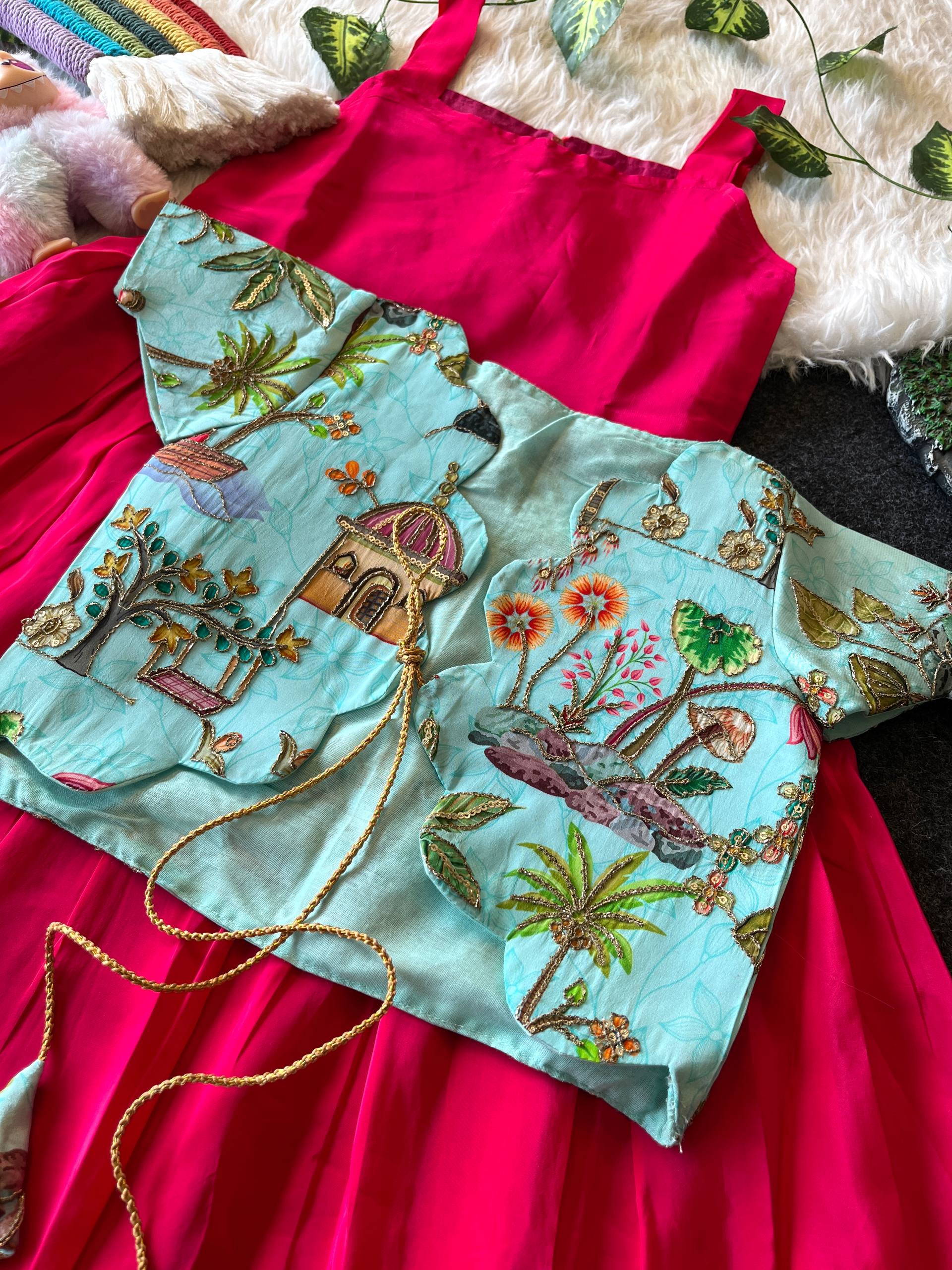 ✨ Royal Bloom Charm – Kids Gown with Designer Coat ✨
