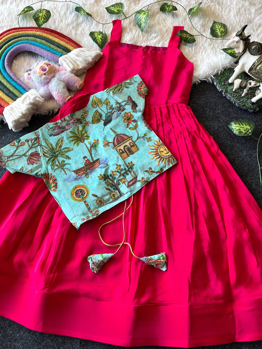 ✨ Royal Bloom Charm – Kids Gown with Designer Coat ✨